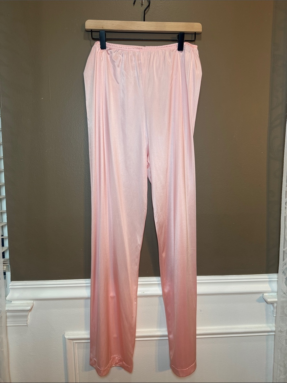 Vintage 90s Vanity Fair Pink Satin Nylon Pajama Set NWT Lace M - Picture 6 of 9
